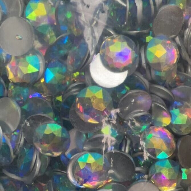 Clear AB DDAB01 Round Resin Rhinestone 