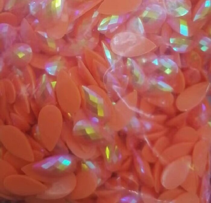 16*30 Neon Orange AB Resin Rhinestone Flatback Rhinestone