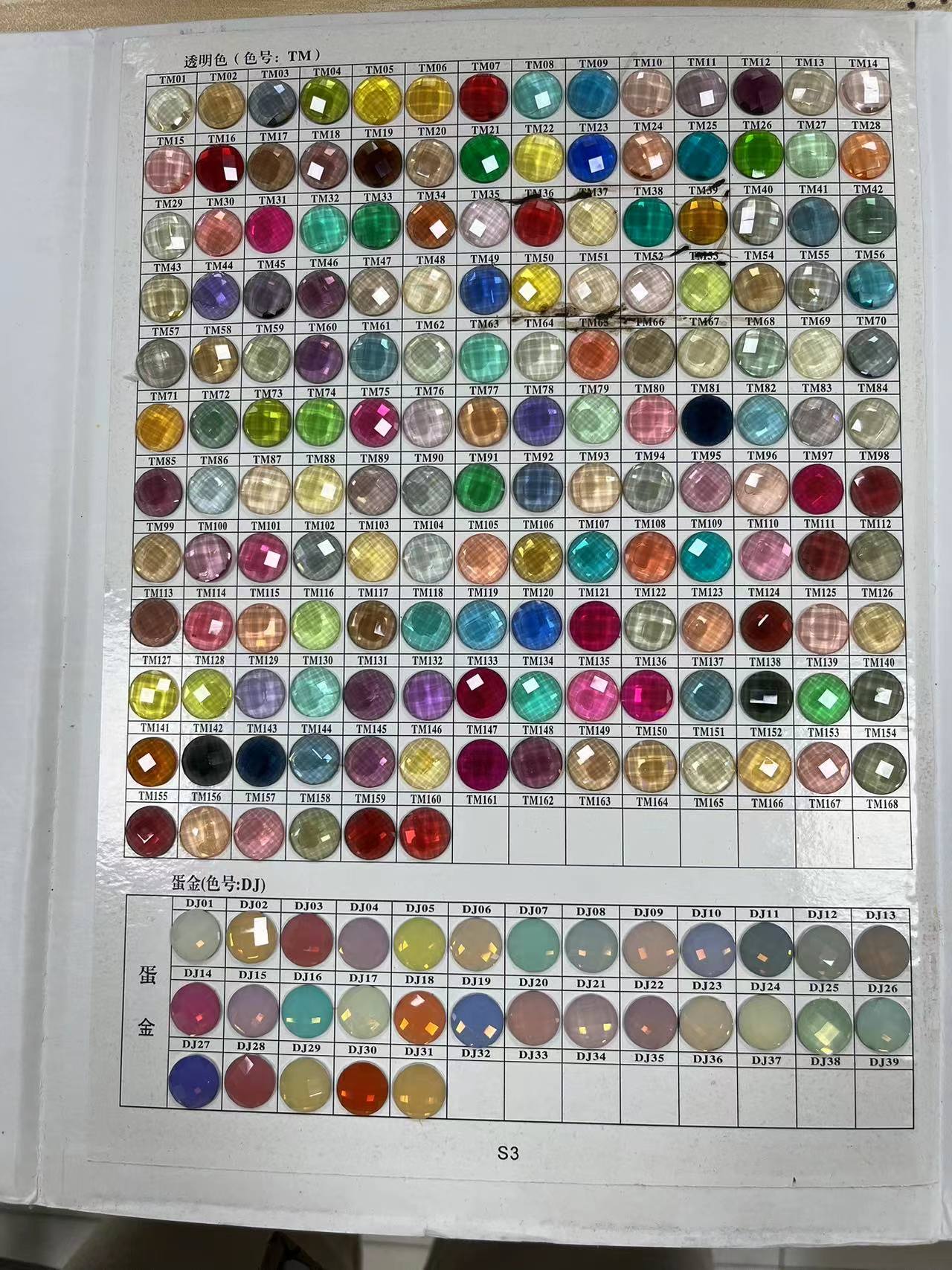 Resin Rhinestone Color Card 