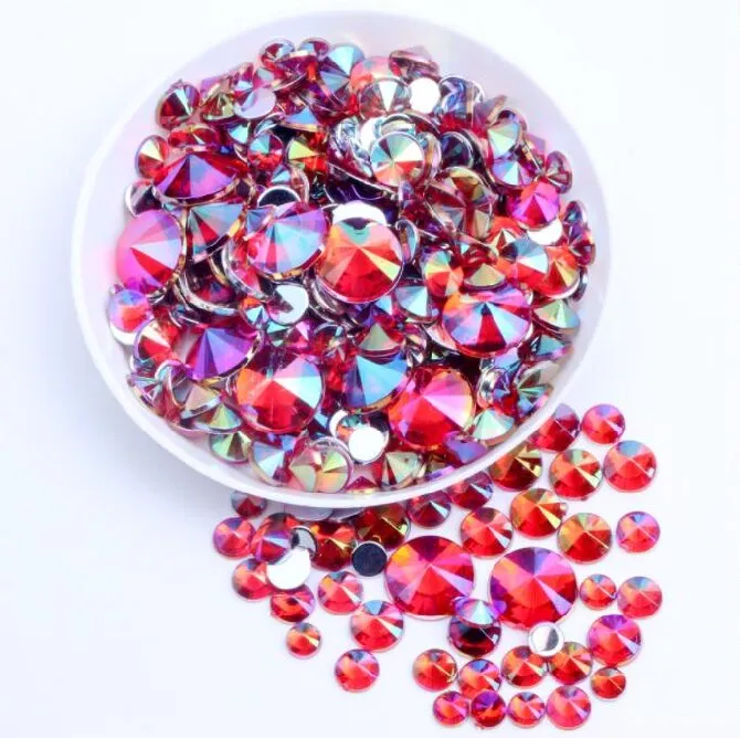 Round Acrylic Rhinestone Flatback Rhinestone AB Color(pic4)