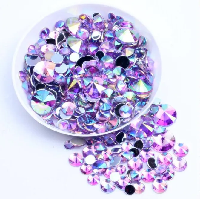 Round Acrylic Rhinestone Flatback Rhinestone AB Color(pic2)