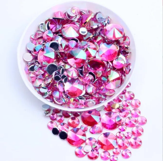 Round Acrylic Rhinestone Flatback Rhinestone AB Color(pic3)
