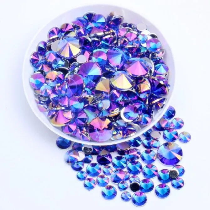 Round Acrylic Rhinestone Flatback Rhinestone AB Color(pic5)