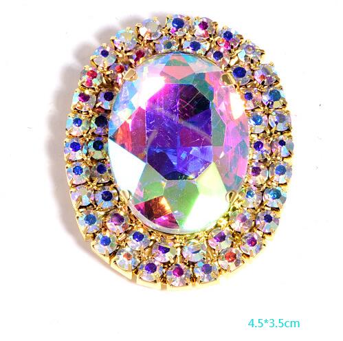 3.5*4.5cm Oval Glass Rhinestone