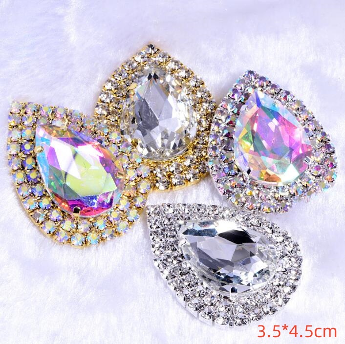 3.5*4.5cm Teardrop Glass Rhinestone 