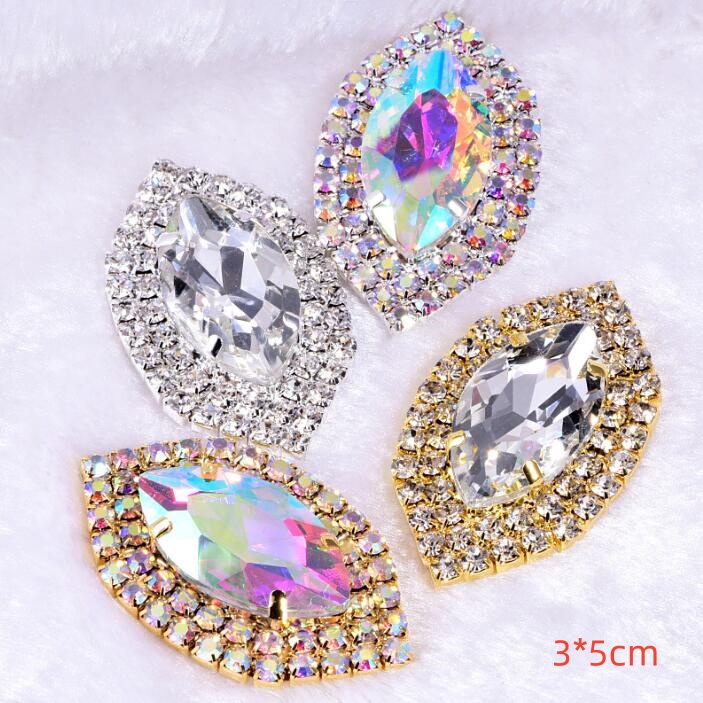 3*5cm Boat Glass Rhinestone 