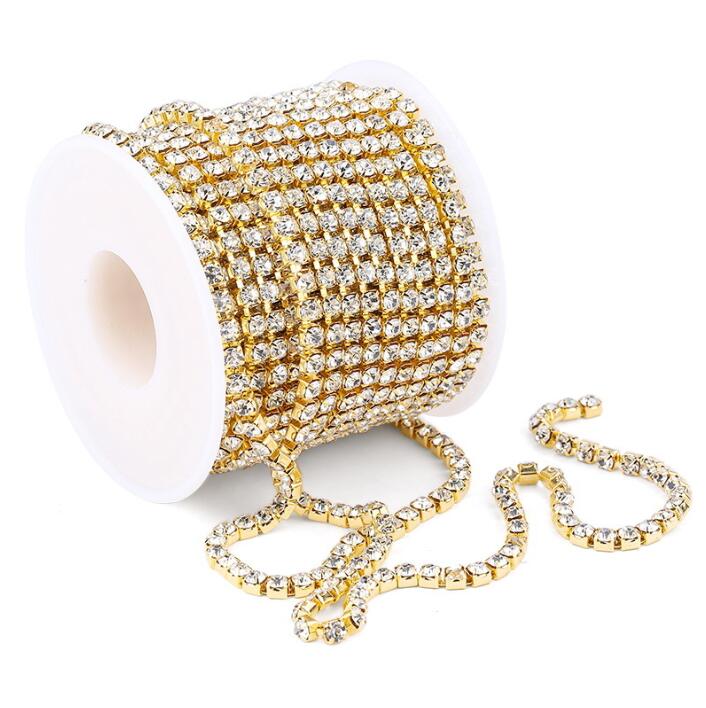 SS8 SS12 Clear Rhinestone Closed Chain