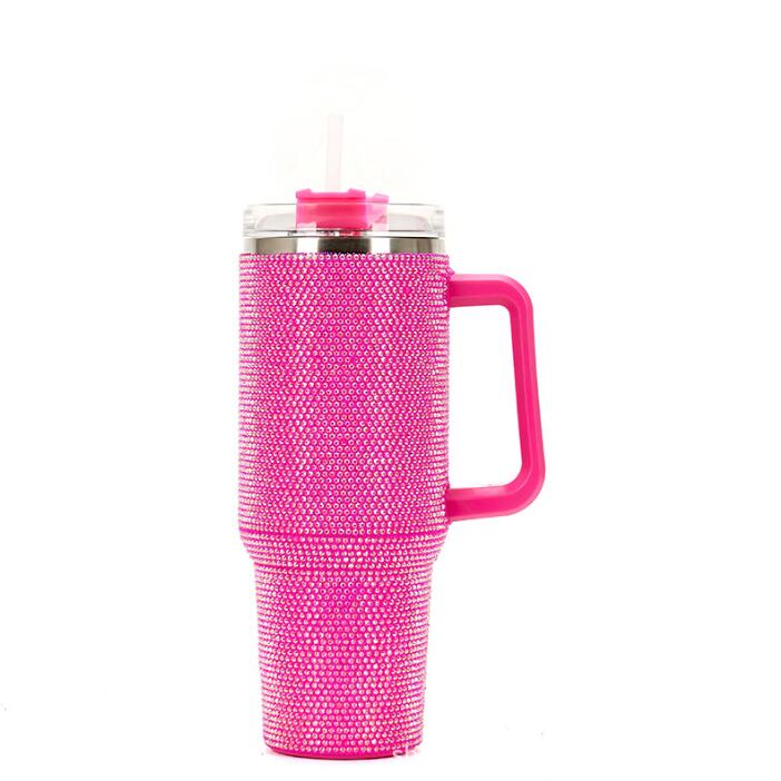 Glitter 40oz rhinestone bling diamond tumbler with handle Va