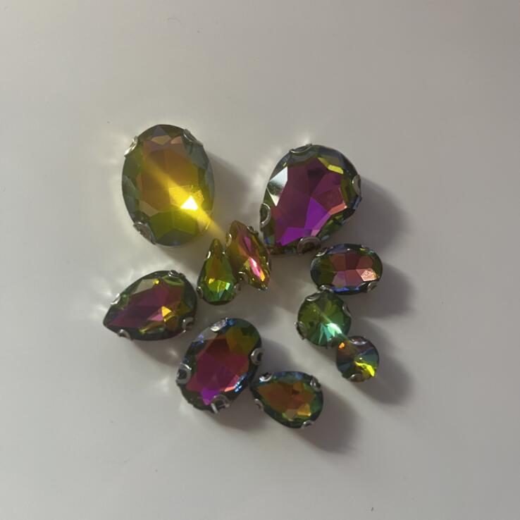 Glass Rhinestone Rainbow Color with Claw Setting