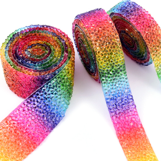 Rainbow Rhinestone Trim Iron on Trim