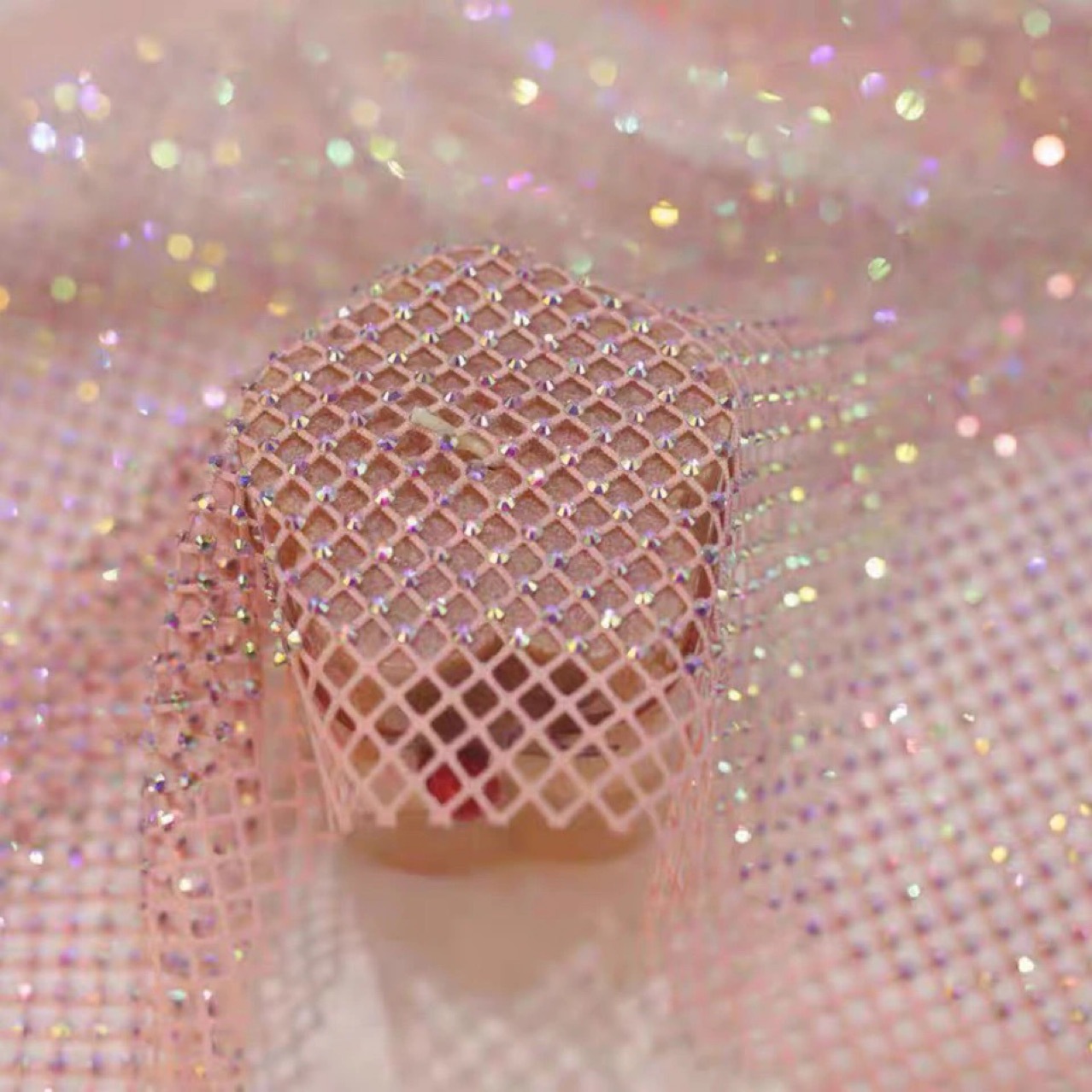 Rhinestone Mesh Elastic Fishnet Rhinestone Mesh