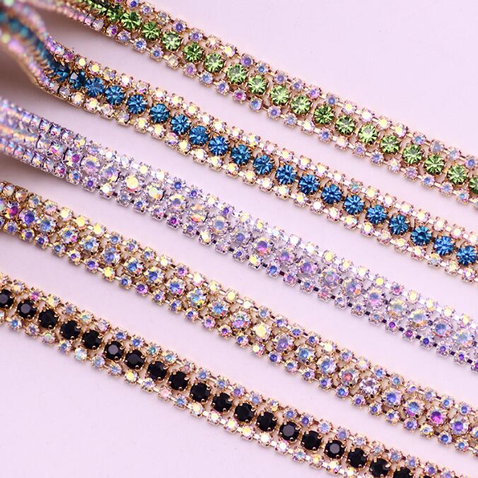 Three Rows Rhinestone Chain