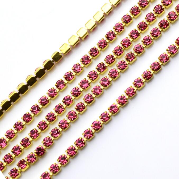 2mm 3mm 4mm Colorful Rhinestone Chain