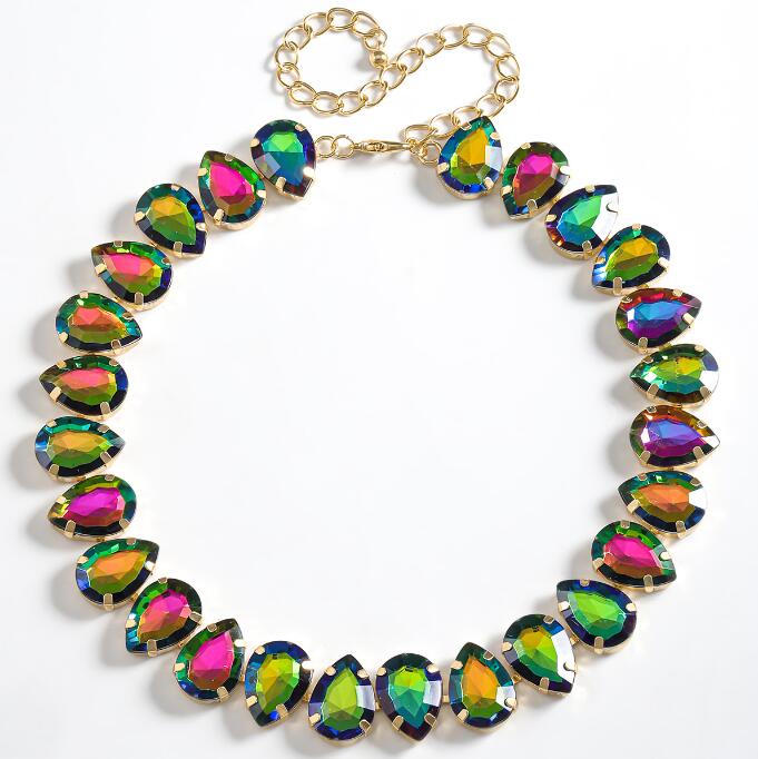 Rainbow Rhinestone Choker Necklace 