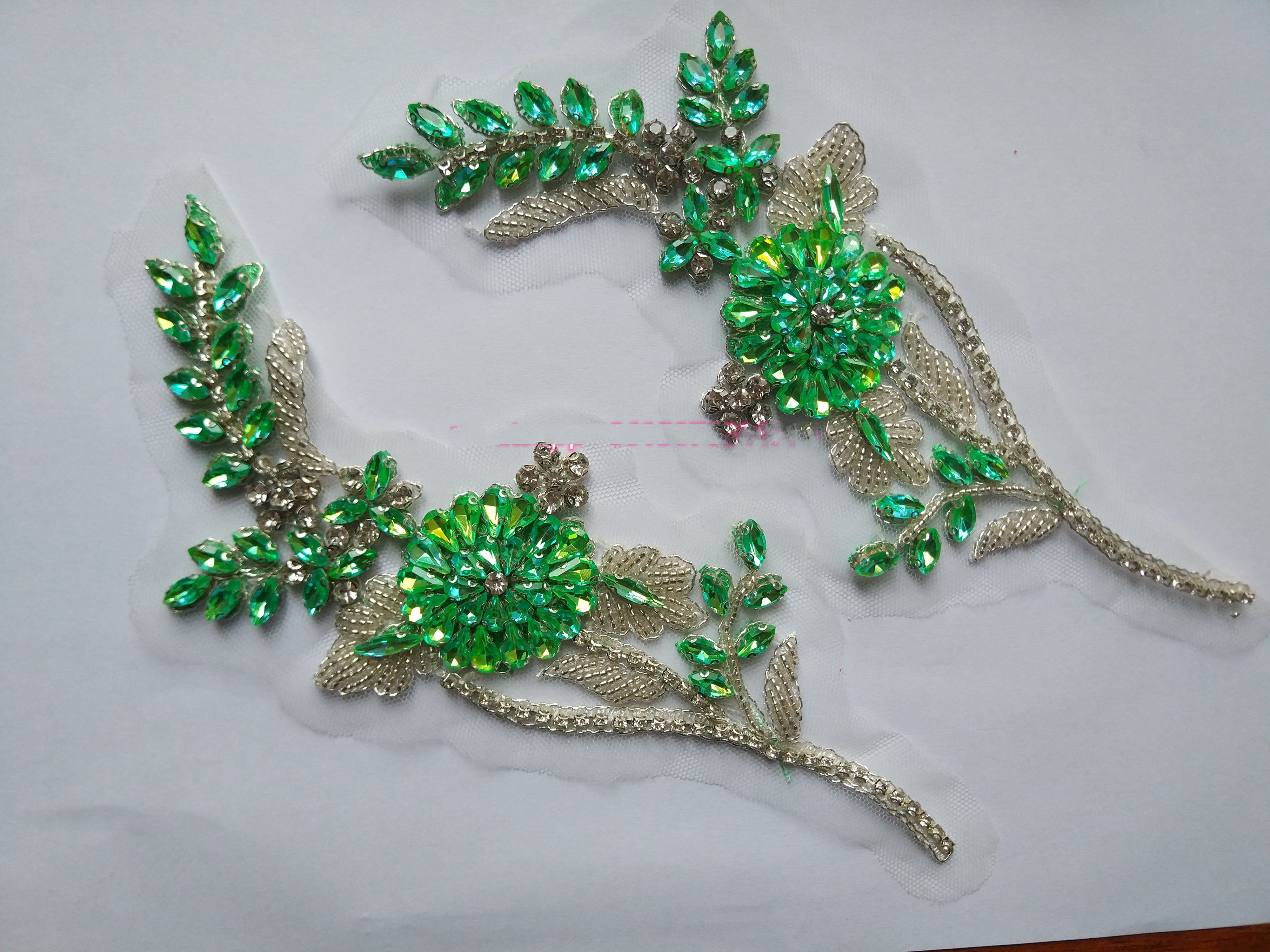  Rhinestone Applique Neon Green AB Color