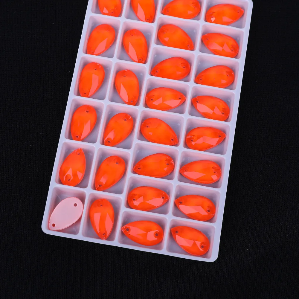 17*28 Sew on Moca Neon Glass Teardrop Rhinestone (pic8)