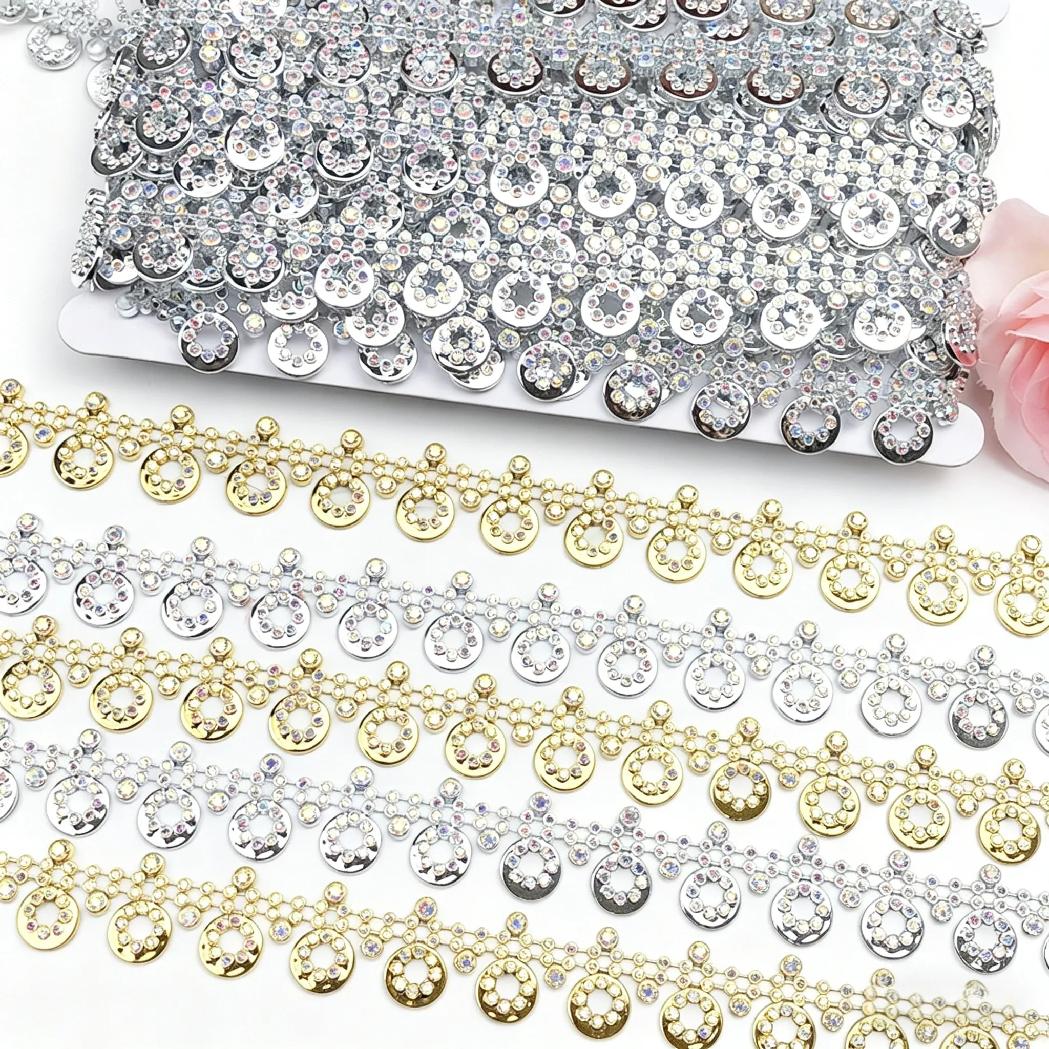 New Iron on Applique(pic1) Plastic Rhinestone Trim 2.5cm Wide(pic1)