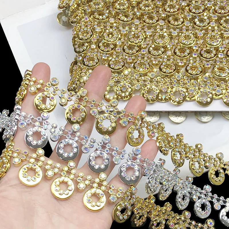New Iron on Applique(pic1) Plastic Rhinestone Trim 2.5cm Wide(pic2)