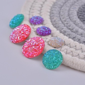 Ore Cutting Round Resin Rhinestone Flatb