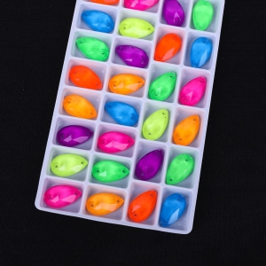 17*28 Sew on Moca Neon Glass Teardrop Rh