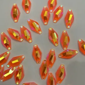 17*28  10*20 Neon Orange AB Resin Rhines