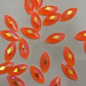 10*23 Boat Resin Rhinestone Neon Orange 