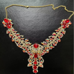 Red Rhinestone Necklace 