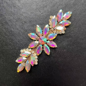 Clear AB Rhinestone Applique with Rose G