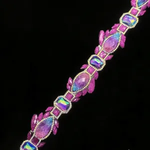 Fushia Hot Fix Rhinestone Trim